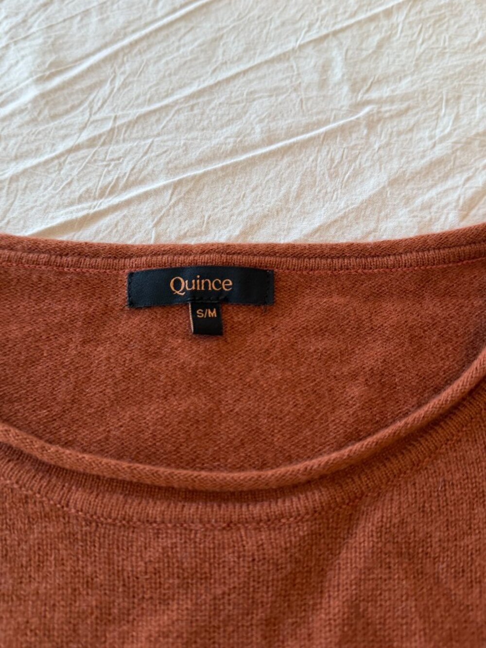 Quince 100% Cashmere Batwing Sweater S/M Rust Orange Boatneck Dolman Pull